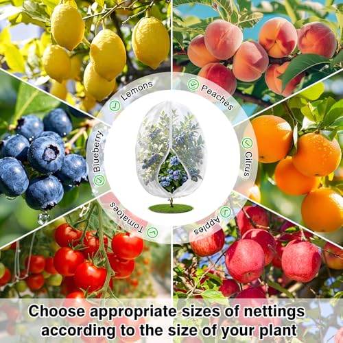 4PCS 4Ft × 5Ft Fruit Tree Netting with Zipper and Drawstring, 60 Mesh Thickened Garden Bird Netting for Blueberry Bushes, Fruits, Vegetables, Insect Bird Barrier Mesh Protective Cover - size: 4Ft × 5Ft