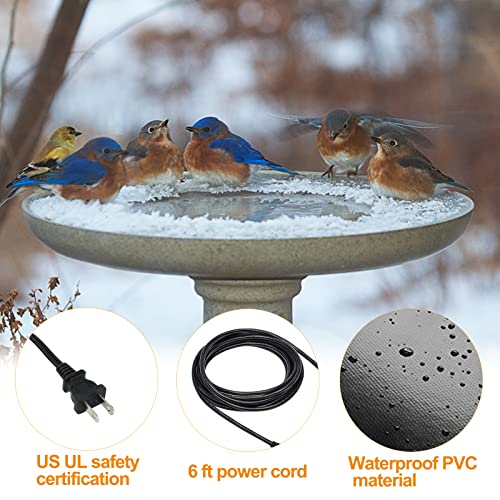 Submersible Bird Bath Heater for Outdoors in Winter, 60w Birdbath Deicer Thermostatic Controller Water Heater with 6Ft Cord for Birdbaths, Chicken, Duck, Livestock, Poulty, Animal, Tank, Buckets