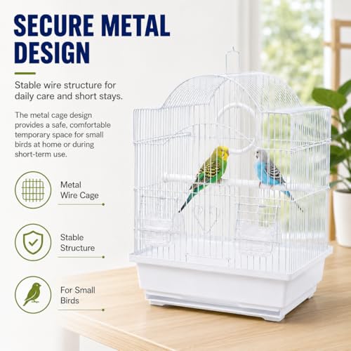 Portable Small Bird Cage – Travel-Friendly Metal Cage for Parakeets, Lovebirds, Finches & Canaries, Lightweight, Easy to Clean, Quick Assembly