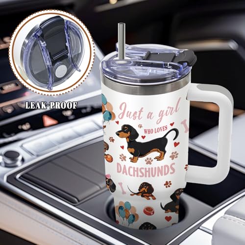 DUUV Dachshund Tumbler 40oz, Insulated Dachshund Gifts for Women Girl | Cute Weiner Dog Tumbler Leakproof, Weiner Dog Gift for Dogs Lover, Graduation Birthday Gift for Mom Friend Women, 1 Pack - color: Dachshund