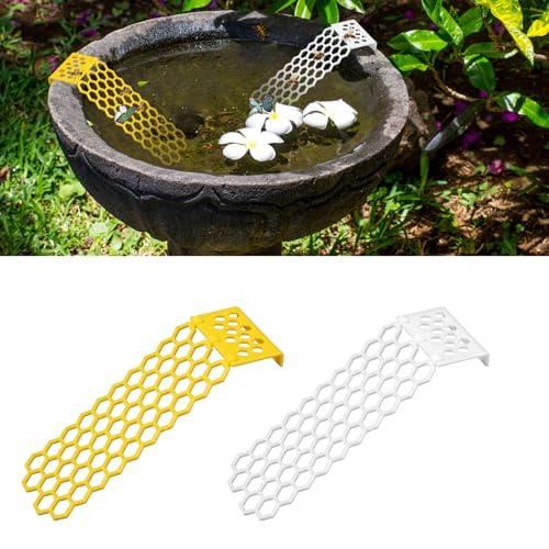 2PCS Floating Bee Ladders, Beehive-Shaped Floating Bee Island for Drinking, Butterfly Bee Waterer Ladder for Bee Watering Station Pool, Wild Bee Bird Bath Feeding Equipment (Yellow, White)