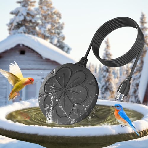 110W Bird Bath Heater for Outdoors in Winter–Submersible Pond Deicer,Cast Aluminum Thermostatic Chicken Water Heater - color: Black