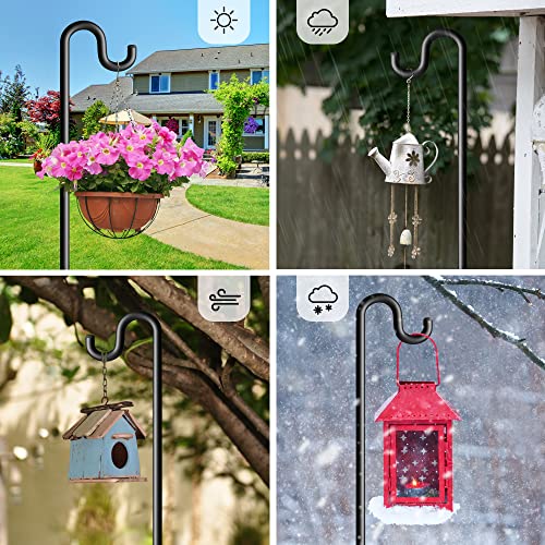 108" Shepherds Hooks for Outdoor, Extra Thick Bird Feeder Pole with 5 Prong Base, Adjustable Shepards Hook for Garden, Weddings, Hanging Plant - size: 108 Inch