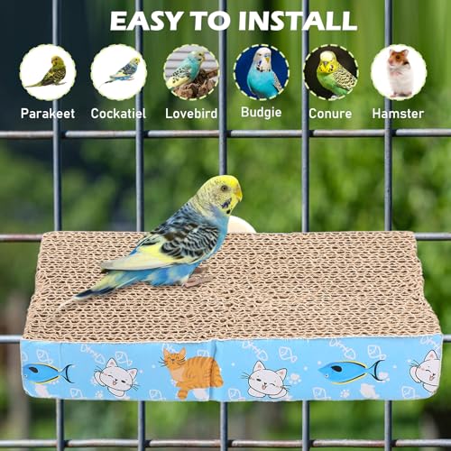 COMNICO 2 PCS Bird Chew Toy Parrot Cage Perch Cardboard Platform Size M | Bird Paw Grinding Stand, for Cage Birds, Resting Platform Stand, Parrot Playground, Exercise Toys, Parakeets - size: M