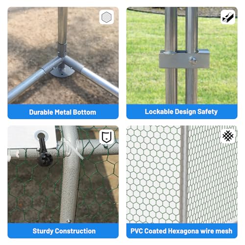 NUGRIART Large Metal Chicken Coop, Outdoor cage Run with Waterproof and Anti-UV Cover, Dome Roof Walk-in Poultry Cage Rabbit Duck House for Outside, Backyard and Farm. - size: 156.0"L x 120.0"W x 78.0"H