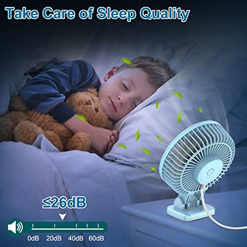 JZCreater USB Desk Fan, Portable Fan Mini, 3 Speeds Desktop Table Cooling, Plug in Power, Rotation Strong Wind, Quiet Personal Small Fan for Home Desktop Office Travel Bedroom, Sky Blue - color: Sky Blue