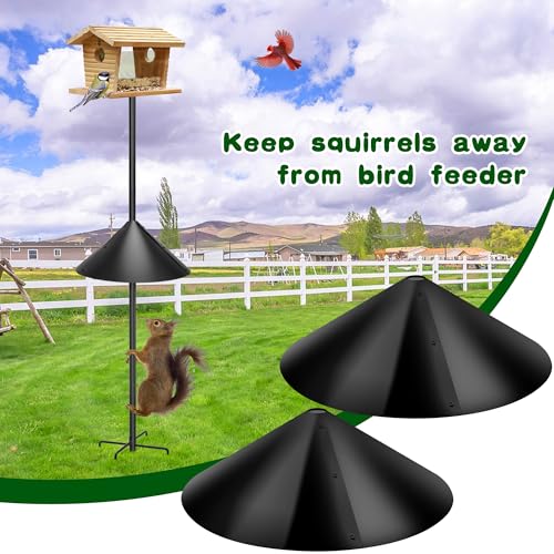 Squirrel Baffles for Protecting Outdoor Bird Feeder Pole and Bird Houses, Pole Mount Squirrel Proof Guard Stopper for Bird Pole-(Black, 16 inch,2 Packs) - size: 16IN-2Set