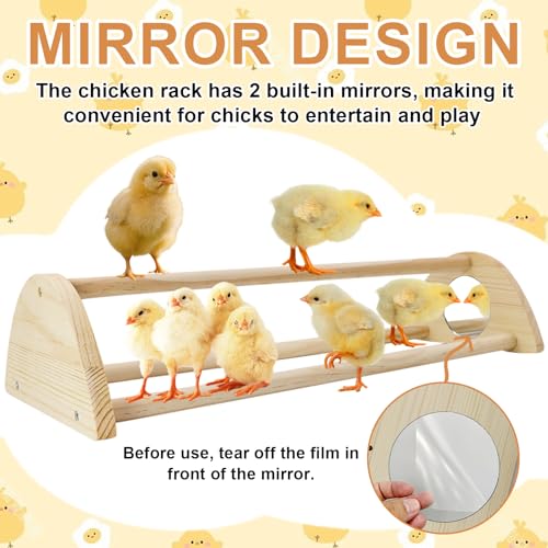 Chicken Perch with Mirror Roosting Barfor Baby Chicks | Chick Jungle Gym Roosting Bar Strong Wooden Baby Chick Perches Outdoor Use, Easy Installation