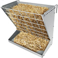 Wall Mount Hay Rack, Metal 2 in 1 Hay and Grain Feeder | Livestock Feeder with Adjustable Distance, Hay Feeder for Goats, Sheep, Horse - color: Silver
