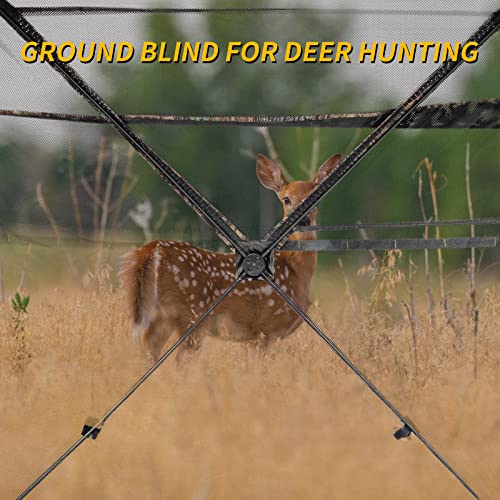 Hunting Blind 270/360 See Through Deer Blind, Pop Up Ground Blind | 2/3/4 Person Camouflage Tent, Portable Concealed Shelter with Carrying Bag, Silent Sliding Windows, Windproof Bottom Layer - size: 2-3 Person & Chair, style: 270