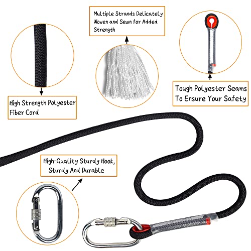 Indoor Outdoor Climbing Rope, 10/12/14mm (32FT/49FT/65FT/98FT) Static Rock Climbing Rope for Escape Rope, Ice Climbing Equipment, Fire Safety Rescue Rope, with Non Slip Gloves - color: Black, size: 14mm/32ft