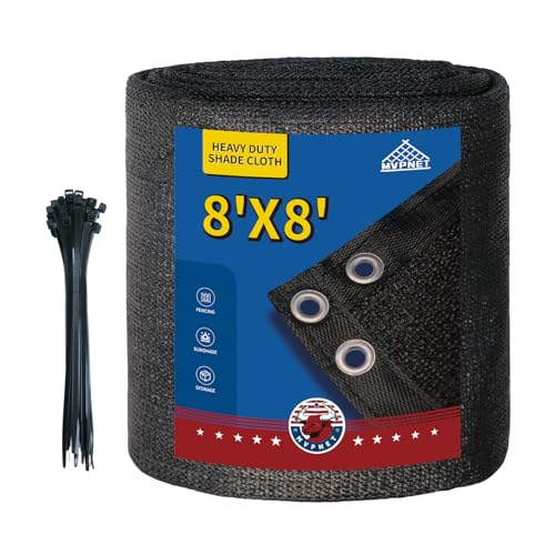 90% Sun Shade Cloth for Garden 8x8Ft UV Resistant Mesh Tarp,Black - color: Black, size: 8' x 8'-Finished Size