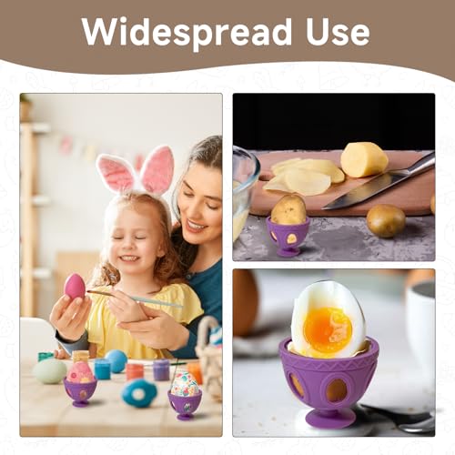 4PCS Silicone Egg Washer Brush + Egg cracker, Multifunctional Egg Cleaner Scrubber Egg Cutter Tool for Fresh Hard Soft Boiled Eggs Fruits Vegetables Kitchen Home Cooking Baking Chicken Coop