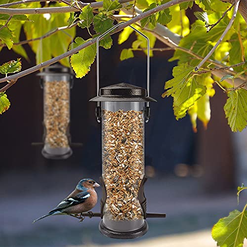 Wild Bird Feeders for Outdoors Hanging 2 Pack Stainless Steel Tube Bird Feeder, Water Resistant Finch Bird Feeder for Garden Backyard Decoration Attractive Metal Thistle Feeder (Coffee)