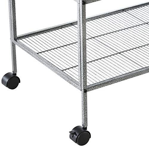 PawHut Divided Breeder Bird Cage with Rolling Stand Removable Metal Tray | Storage Shelf, Wood Perch, Food Container