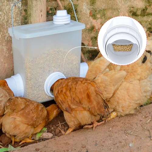 DIY Chicken Feeder Rain Proof Poultry Feeder Port Gravity Feed Kit for Buckets, Barrels, Troughs (4 Port with holesaw) - size: 4 port with holesaw