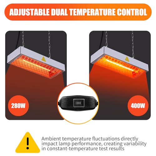 Chicken Coop Heat Lamp,600W High-Power Adjustable Chicks House Brooder Heater Warmer Lamp for Supplies Livestock,Heats Faster,Stays Hotter Longer (L14xW6xH2 inch)
