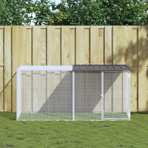 Galvanized Steel Chicken Cage with Roof 79.9"x38.6"x35.4" Anthracite Metal Animal Hutch for Indoor Outdoor Use, Rabbit Coop Duck Pen with Extension Cage and Lockable Door - size: 79.9" x 38.6" x 35.4" (L x W x H)
