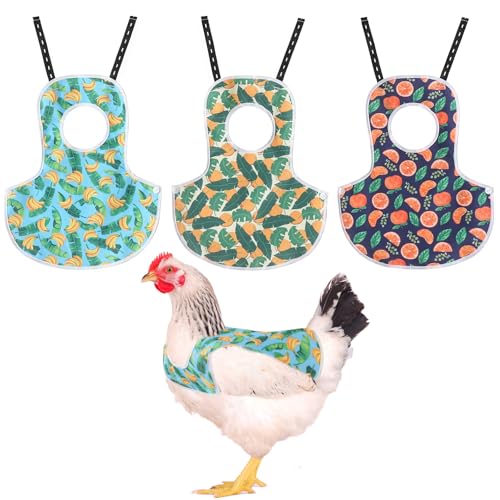 Chicken Saddle for Hens, 3 Pack Adjustable Breathable Aprons | Adjustable back straps prevent pecking and ensure durability. Protects hens during mating. Easy to wear. - color: Fruit