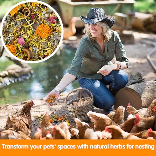 14.8 Oz Nesting Herbs for Chicken Coop - 10 Natural Dried Herbs for Chicken Coop Accessories, Hens Accessories and Must Haves for Bedding - for Chicken Coop Deodorizer Freshness Egg Production