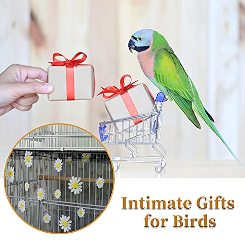 Daoeny Large Bird Cage Cover, Bird Cage Seed Catcher, Adjustable Soft Nylon Mesh Net with Daisy Pattern, Birdcage Cover Skirt Seed Guard for Parrot Parakeet Macaw Round Square Cages (Black) - color: Black, Daisy Design