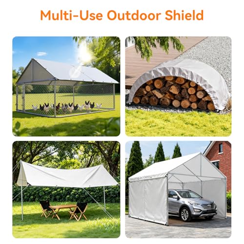 Chicken Coop Cover Waterproof, 11.7x6.7ft Tarp for Walk-in Chicken Run,2pcs | 2pcs, 420D Oxford Fabric, UV Resistant, Ball Bungees Included, Tool-free Installation, Fits Walk-in Chicken Coops