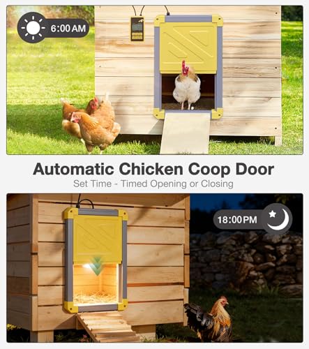 Automatic Chicken Coop Door with Anti-Pinch Detection, Solar Power Supplies, 2" Thickened Aluminum Frame Auto Chicken House Run Door - Grey