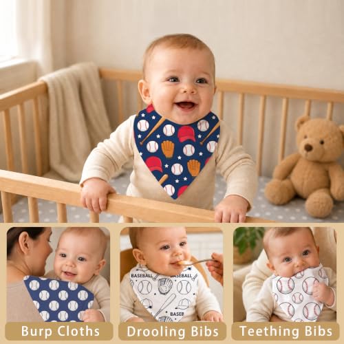 Baby Organic Cotton Teething Cloth Newborn Baby Burp Cloth Bandana Drool Cloth for Drooling Cotton Baby Gifts - color: Baseball