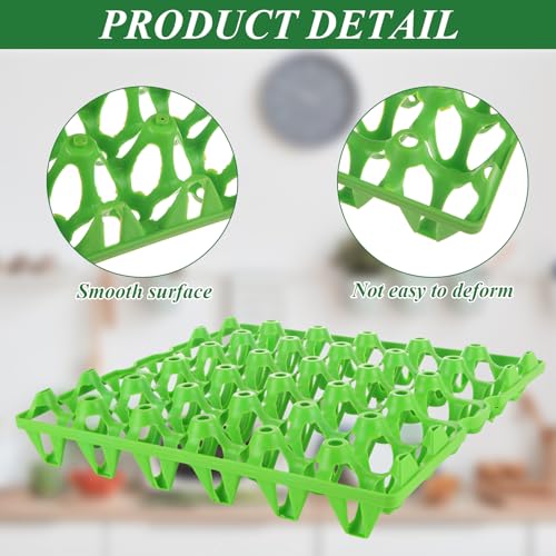 DAJAVE 12 Pack Plastic Egg Tray, Egg Crates 30-Eggs Flats for Home Chicken Farmers, Stackable Eggs Cartons Flats for Packing, Storage, Shipping Fresh (Green) - color: Green