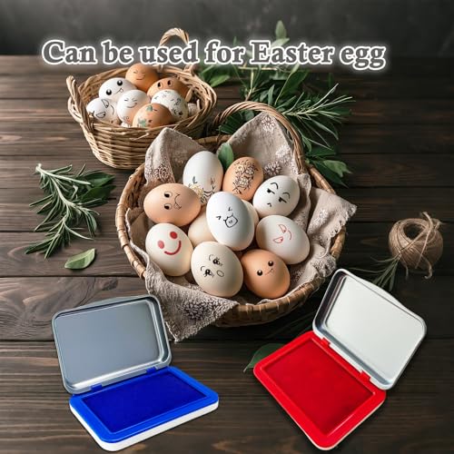 2PCS Egg Date Marking Stamp Ink Pad, 2.95 x 2.16 inches, for Fresh Eggs, 2 Pack (Blue&RED) - color: Blue&red