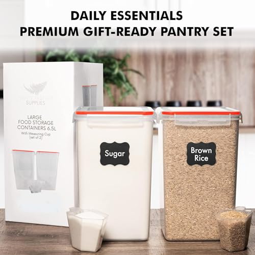 2 PC [7 Qt / 6.5L / 220 Oz] Large Food Storage Containers with Lids Airtight - BPA Free Clear Plastic Kitchen and Pantry Storage Containers for Cereal, Flour, Sugar, Rice - color: Red - 2 Pack