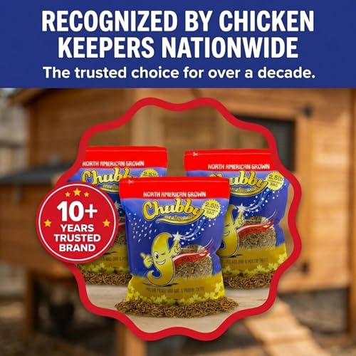 Chubby North American Grown Dried Mealworms | 7.5 lbs | Non-GMO High-Protein Treats for Chickens, Ducks & Wild Birds – Sustainable Chicken Feed - size: 7.5 Pound (Pack of 3)