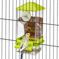 Rypet No-Mess Automatic Bird Feeder for Cage, Parrot Cage Accessories | Transparent Acrylic Food Dispenser, Helps Reduce Seed Scatter, for Parakeet Cockatiel Parrot Canary - color: Transparent A80 Green