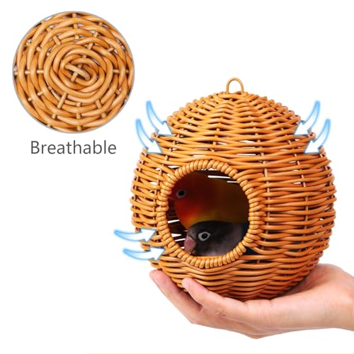 Chewproof Steel Frame Bird Nest for Cage, With 4 Swing Hanging Standing Chewing Toy Hammock Climbing Ladder,Washable Small Bird Bed Parakeet Nest Sleep for Parakeet Lovebird, Canary, Budgie, Finch