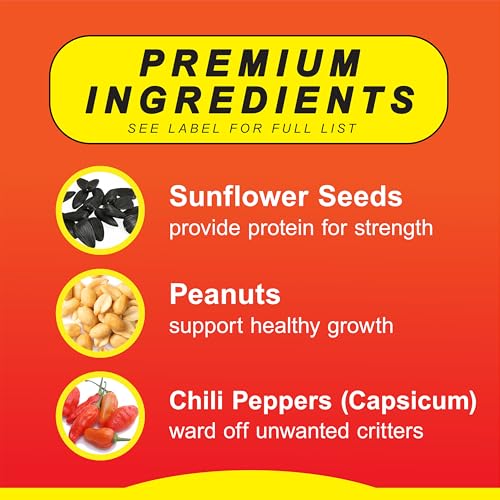 Wild Delight Sizzle N' Heat Wild Spicy Bird Seed to Deter Squirrels | No fillers, corn, milo, millet. Premium ingredients make up this hot bird seed squirrel proof. Attract the extraordinary - size: 5 Pound (Pack of 1), style: Sizzle N' Heat 5lb