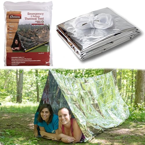 Emergency Thermal Tent -Reflective Mylar Survival Shelter-XL Size Waterproof Lightweight Tube Tent- Insulated Retains Heat & Fits 2 Adults in All Weather- Outdoors, Hiking, Bug Out Bag- 8 x 3 Feet - color: 1 Pack