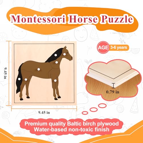 Montessori Outlet Horse Puzzle for Children 3-6 Years Montessori Education at School and Home - color: Horse