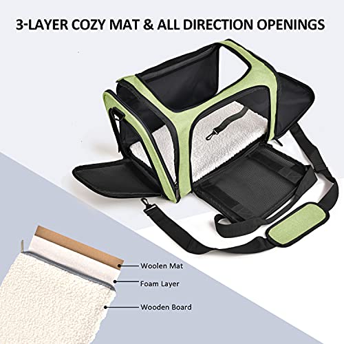 Henkelion Large Cat Carriers Dog Carrier Pet Carrier for Large Cats Dogs Puppies up to 25Lbs, Big Dog Carrier Soft Sided, Collapsible Travel Puppy Carrier - Large - Green - color: Green, size: 20.0"L x 13.0"W x 13.0"H