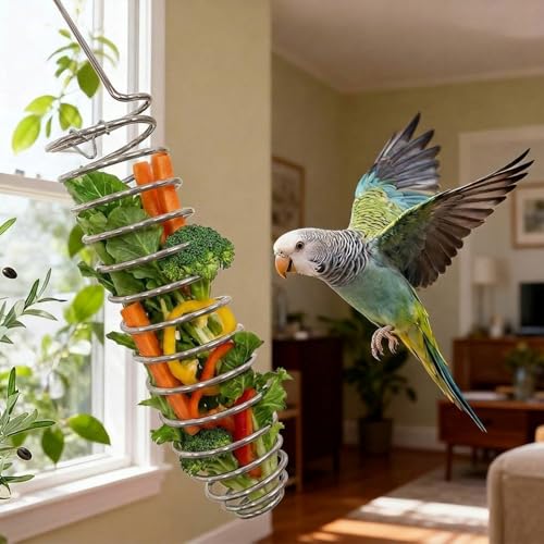 4pcs Millet Holder for Bird Cage Metal Parrot Bird Feeder Hanging Spray Millet Treat Holder Basket Storage Container Bird Cage Accessories for Cockatiel Parakeet Lovebird Finch Conure Small Animals