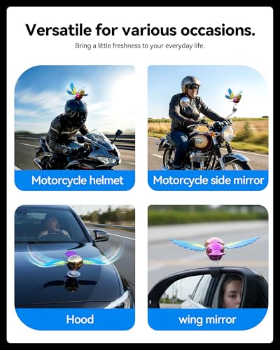 Flying Bird Car Accessories, Wind Powered Spinning Bird Toy, Funny Moving Bird Ornament for Car Exterior, Motorcycle Helmet, Mirror, Antenna Decoration, Weatherproof Auto Decor Gift