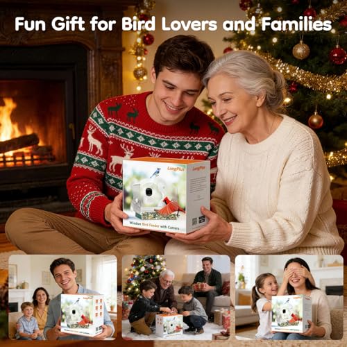 Smart Window Bird Feeder with 2K HD Auto-Capture Video Camera | Strong suction cups, 2K HD auto-capture video, Smart AI species recognition, Unique nature gift for parents and bird lovers