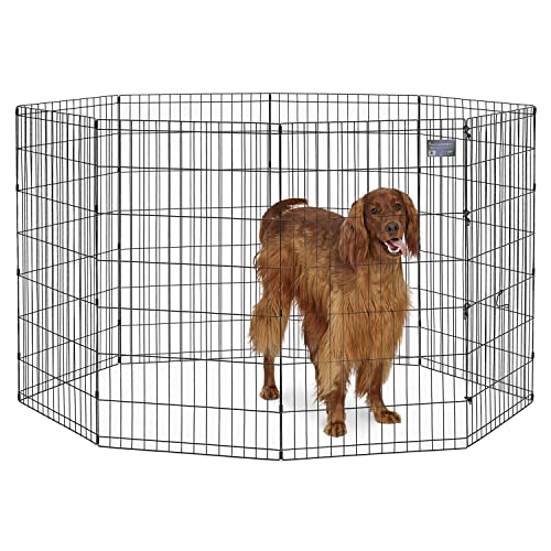 MidWest 42-Inch Exercise Pen, No Door, 16 Sq Ft Play Area | for Indoor and Outdoor Use, No Door Design for Maximum Security, Easy to Set Up, Foldable Playpen - color: Black No Door, size: 42" H