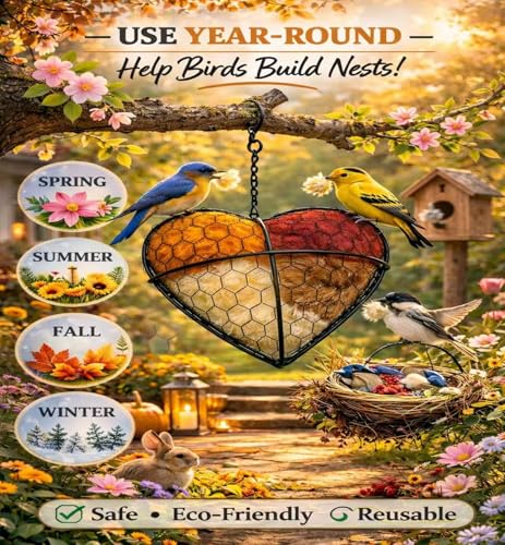 Handmade Alpaca Fiber Bird Nesting Heart,Hummingbird Houses Art Bird nest Box &Wild Birds nest Material Holder Outdoor Garden,Gift for Bird Lovers(1PCS) - color: Harvest
