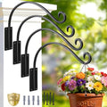 Heavy Duty 12 Inch Plant Hangers Bracket Outdoor 4 Pack Bird Feeder Hanger | 50LBS Capacity, Rust-Proof Metal Wall Hook, Outdoor Hand-Forged, For Hanging Plants, Bird Feeder, Wind Chime, Flower Baskets - size: 12in-4Pack