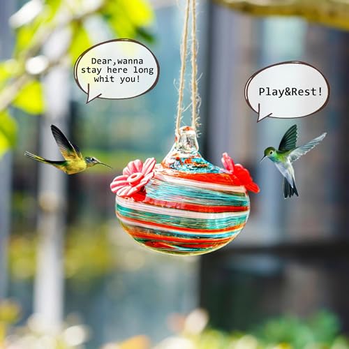 Glass Hummingbird Feeders for Outdoors with 2 Feeding Ports - color: A