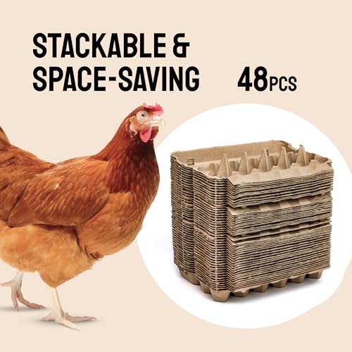 Hatortempt 48pc Egg Cartons Cheap Bulk 12 Count, Reusable Dozen Egg Crates | Sturdy Cardboard Paper Pulp - S-XL Chicken & Duck Egg Cartons - Rustic Custom Design - Empty Egg Containers for Fresh Eggs - size: 48-Pack
