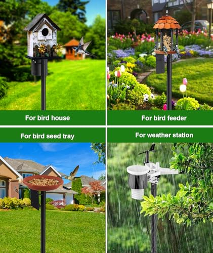 Heavy Duty Bird Feeder Pole - 109 Inch Adjustable 1 Inch Metal Bird House Pole with 14” Deep Auger Base | Outdoor Mount Kit for Bluebird Houses, Hummingbird Feeders, Smart Bird Feeder with Camera - size: 109"