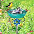 Metal Outside Bird Bath, 42“ Freestanding Garden Birdbath for Outdoor,Green | SHUONIVS Bird Baths Feeder Bowl Detachable Decoration Spa Birdfeeder forPatio Yard Lawn Decor, 10" Dia Bowl with Stake - style: Retro Green