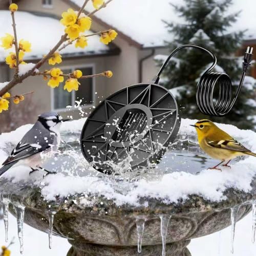 70W Bird Bath Heater for Outdoor in Winter, Heater Pond De-Icer with Thermostat,Chicken Water Heater Black