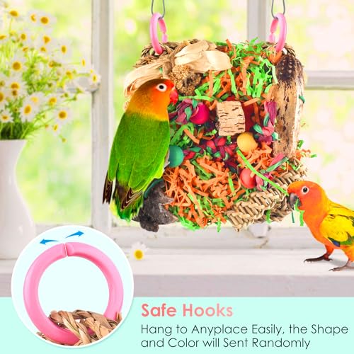 KATUMO Bird Toys, Grass Mat Shredding Hanging Toy for Budgie Parakeet | Natural Grass Mat Bird Toy Satisfies Foraging & Chewing; Hanging Design Fits Cage; Perfect for Small and Medium Pet Birds - style: Walnut decor